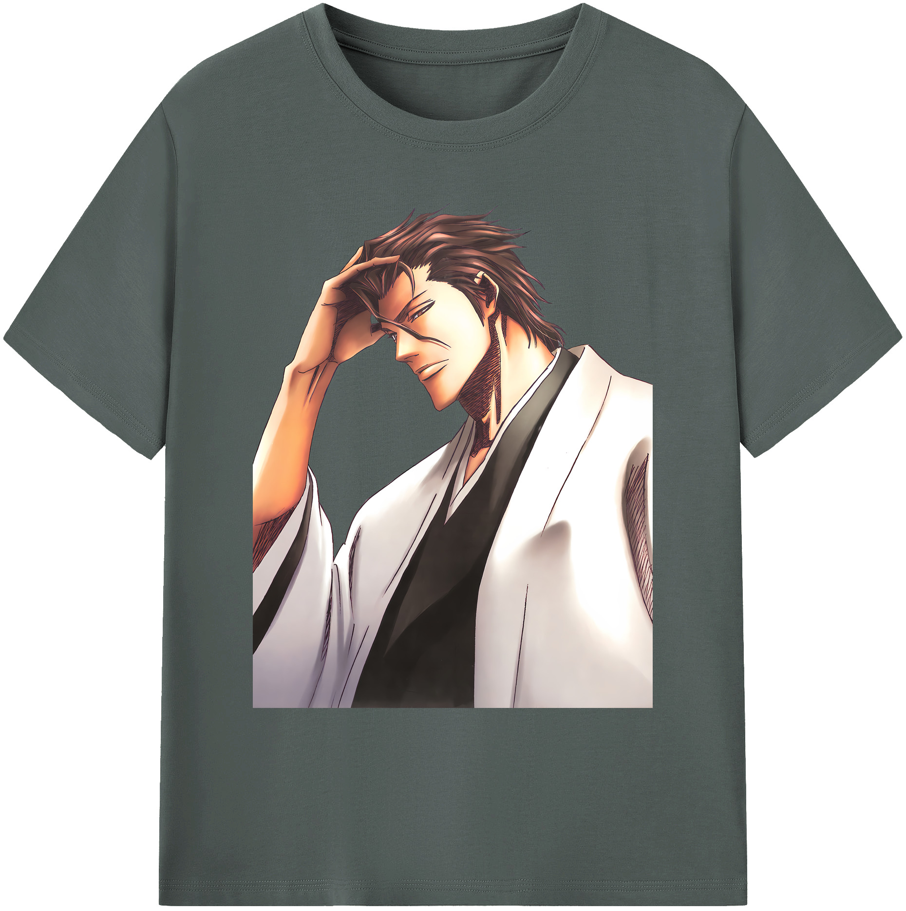 （画像用） ブリーチ 藍染 惣右介（あいぜん そうすけ） BLEACH Aizen Sousuke 綿100％ メンズ半袖Tシャツ｜肌触りやわらか＆通気性